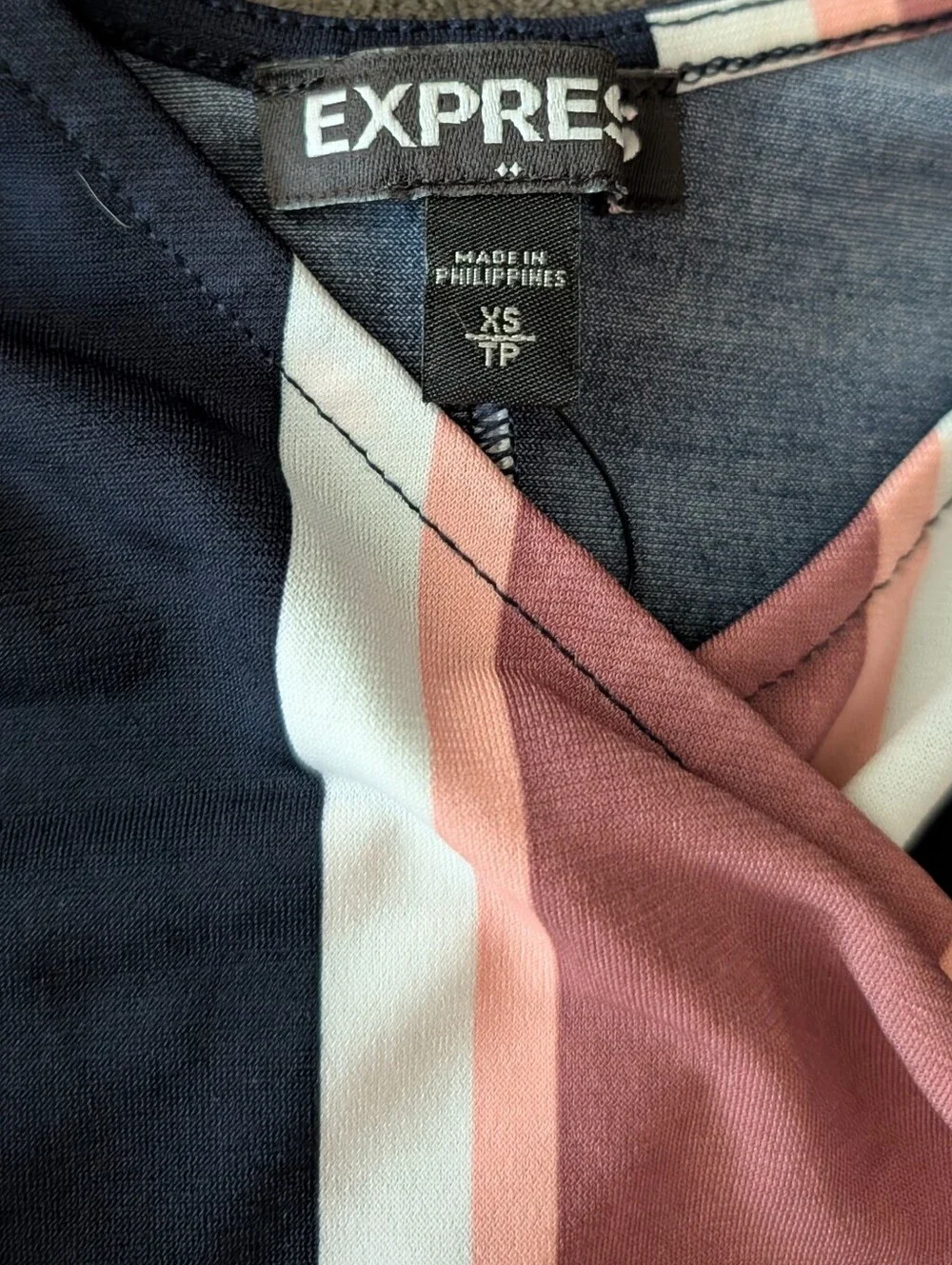 Express Navy and Dusty Rose Striped Wrap Dress
